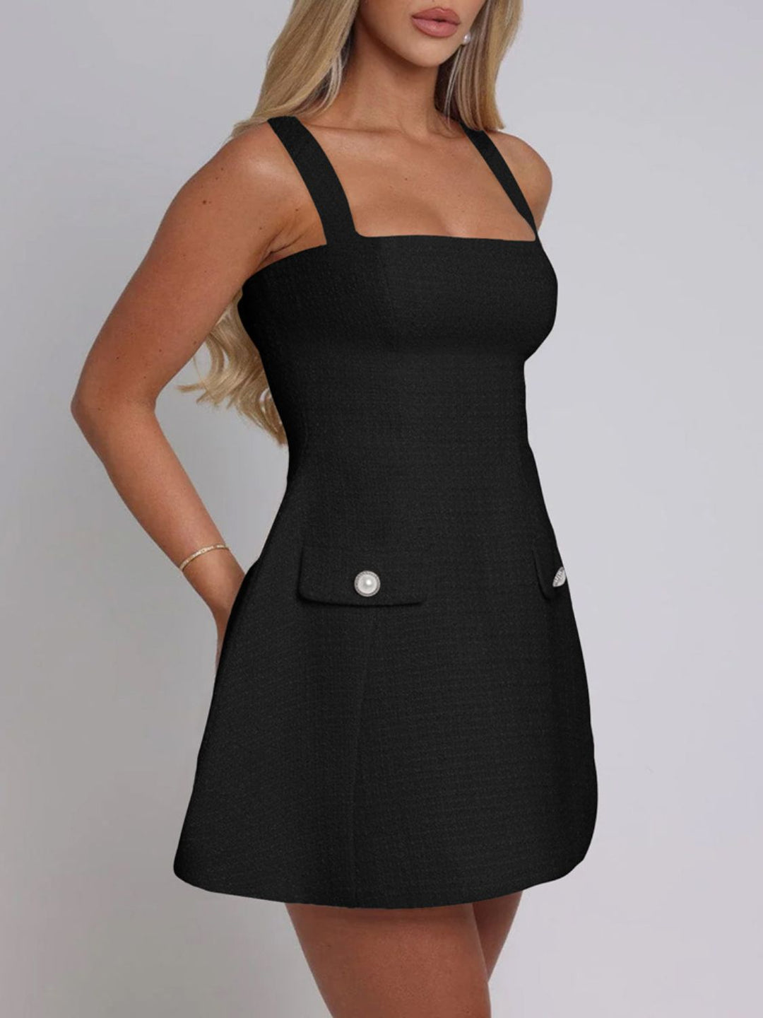 Stilla | Square Neck Wide Strap Mini Dress