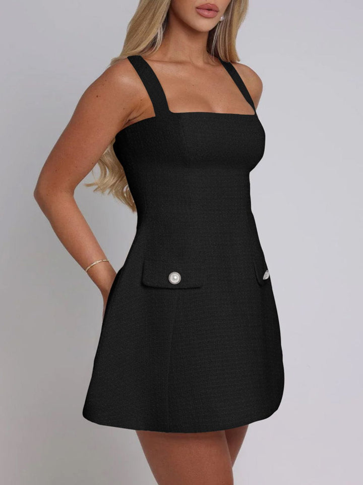 Stilla | Square Neck Wide Strap Mini Dress