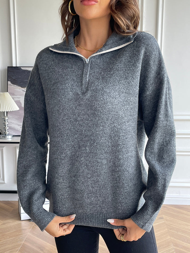 Stilla | Zip Dropped Shoulder Sweatshirt