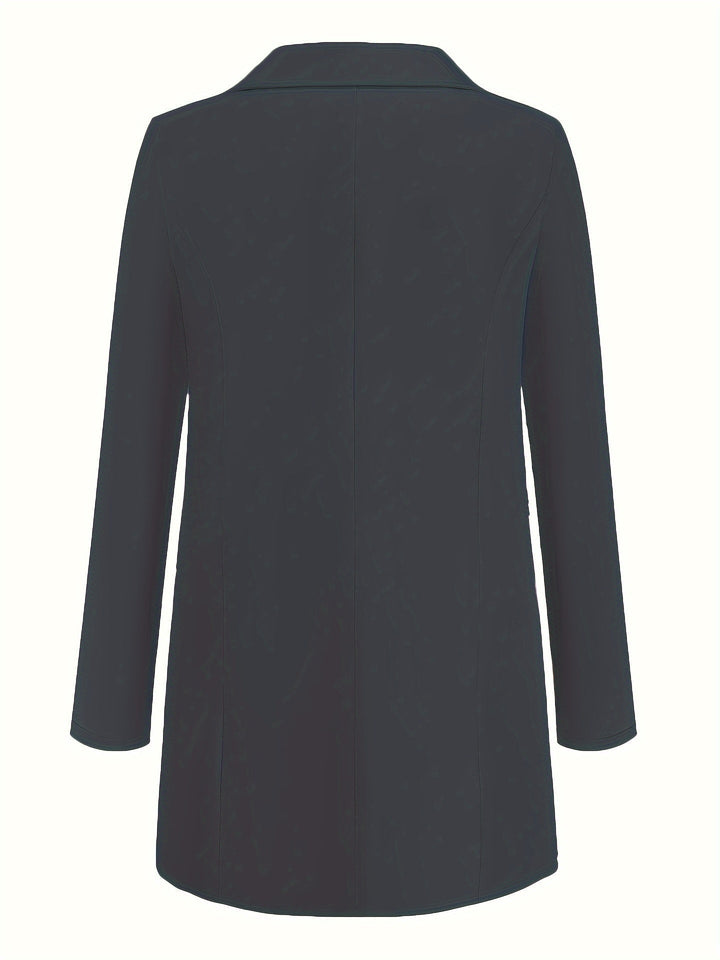 Stilla | Elegant Erhverv-Enfarvet Lang Blazer med Revers ideel til alle årstider