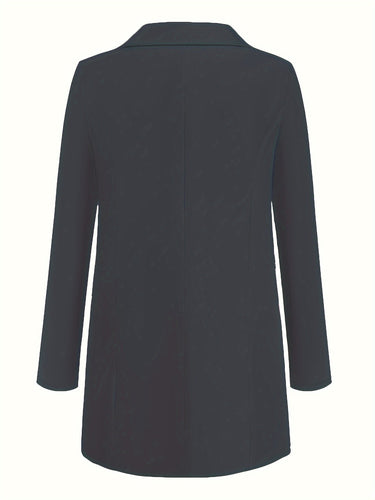 Stilla | Elegant Erhverv-Enfarvet Lang Blazer med Revers ideel til alle årstider