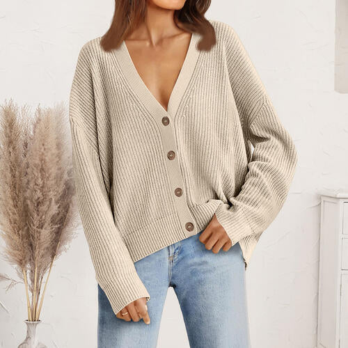 Stilla | Nakke Knap Front Cardigan