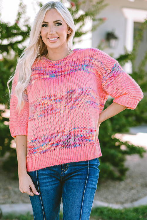 Stilla | Størrelse Heathered Rund Hals Halv Ærme Sweater
