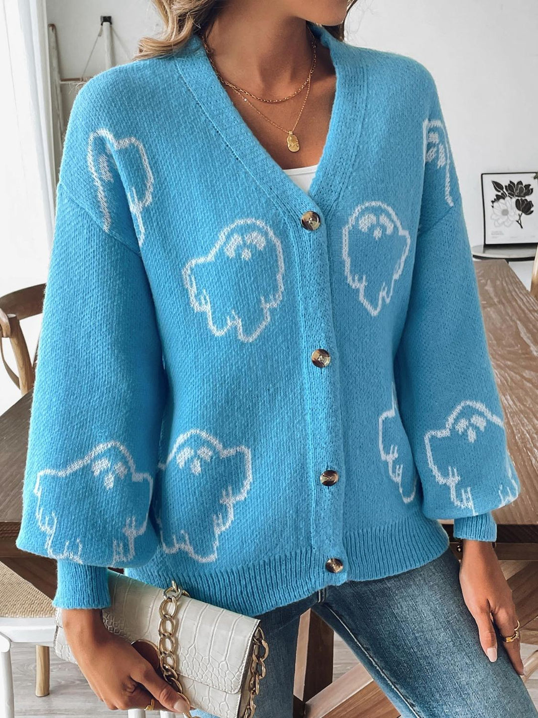 Stilla | V Hals Faldet Skulder Cardigan