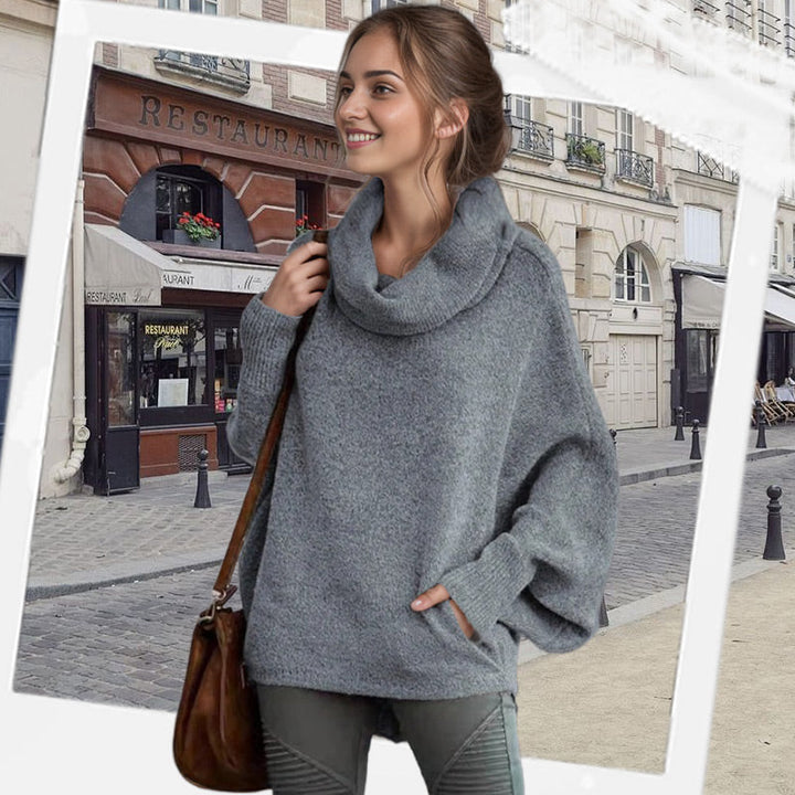 Stilla | Cozy Batwing Sweater med Vandfaldsudskæring og Lommer