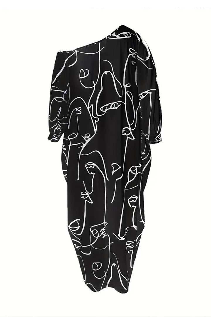 Stilla | Single Shoulder Lantern Sleeve Maxi Dress