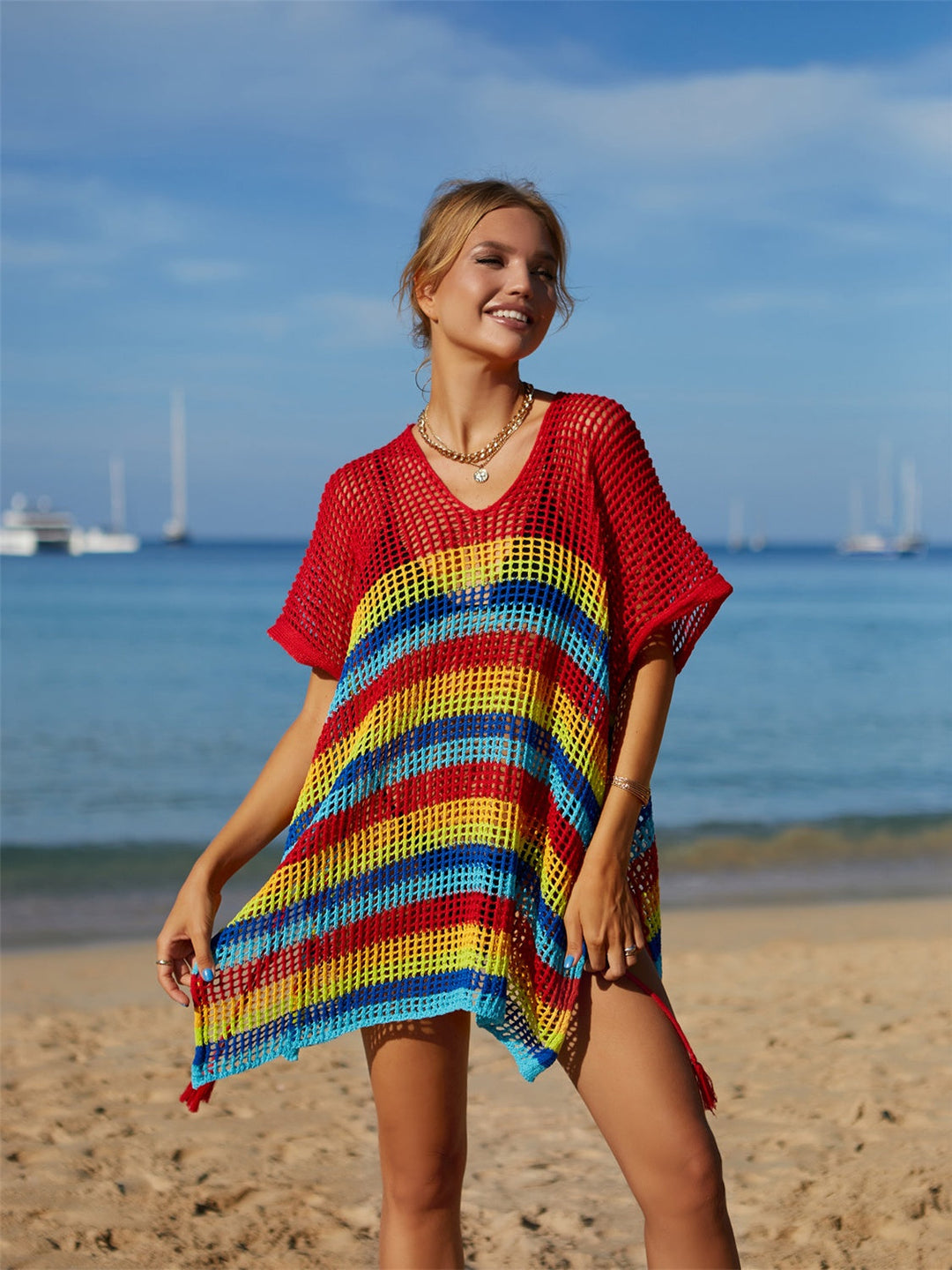 Stilla | Stribet Cover-up Med Frynser