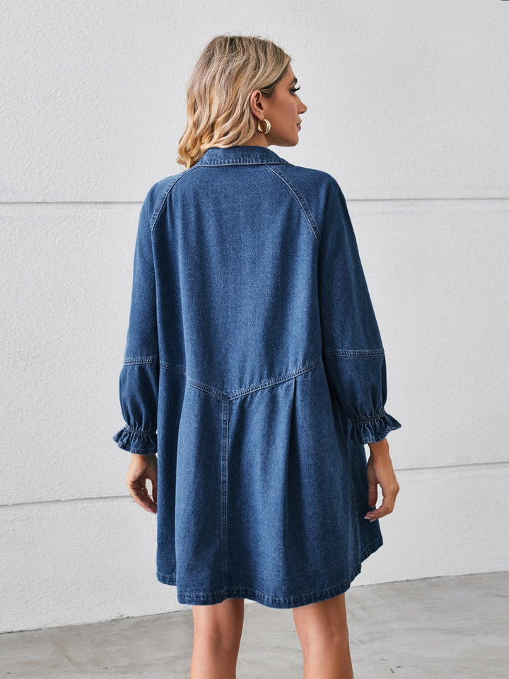Stilla | Up Flounce Sleeve Mini Denim Dress