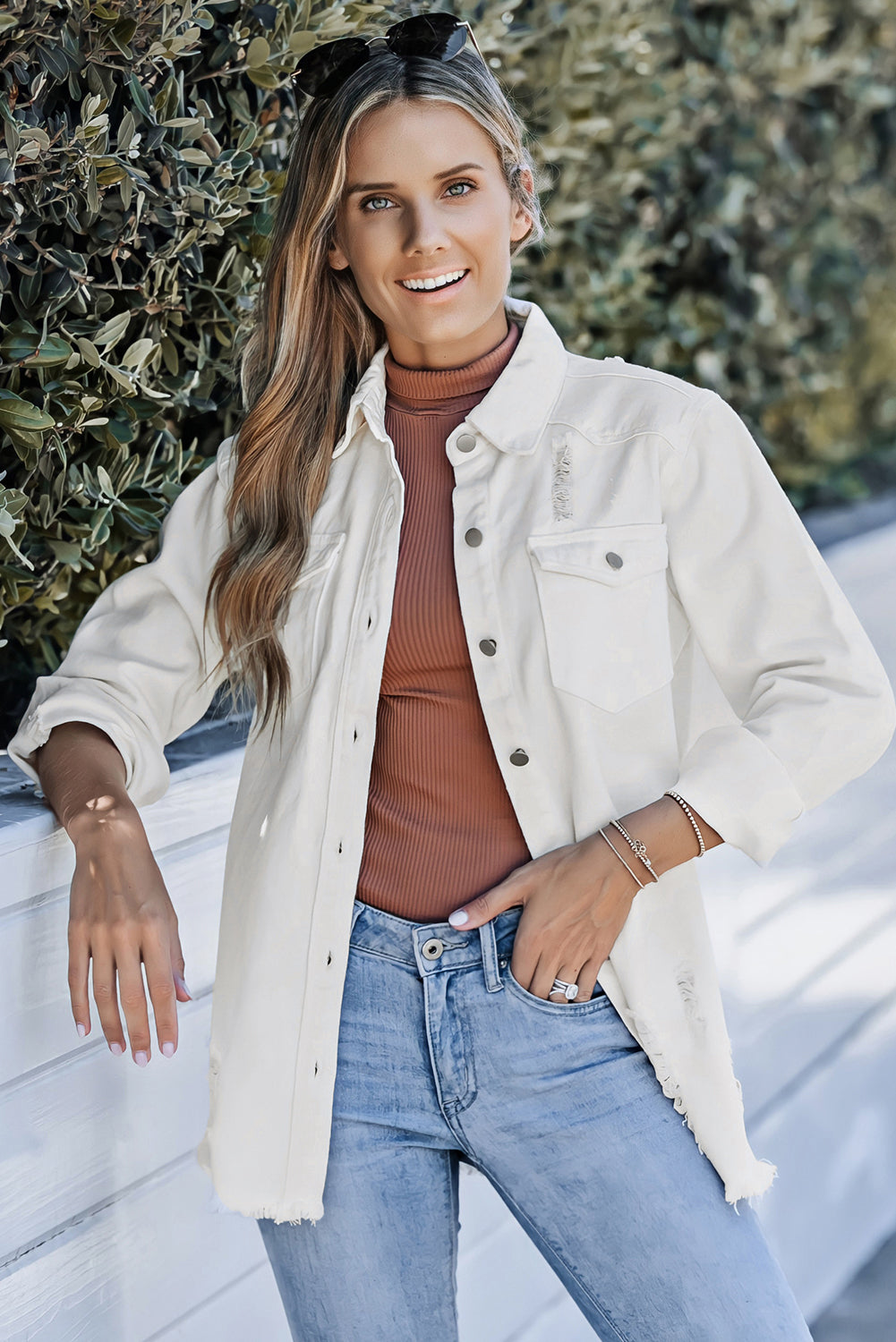 Stilla | Knap Op Frayed Hem Denim Jakke