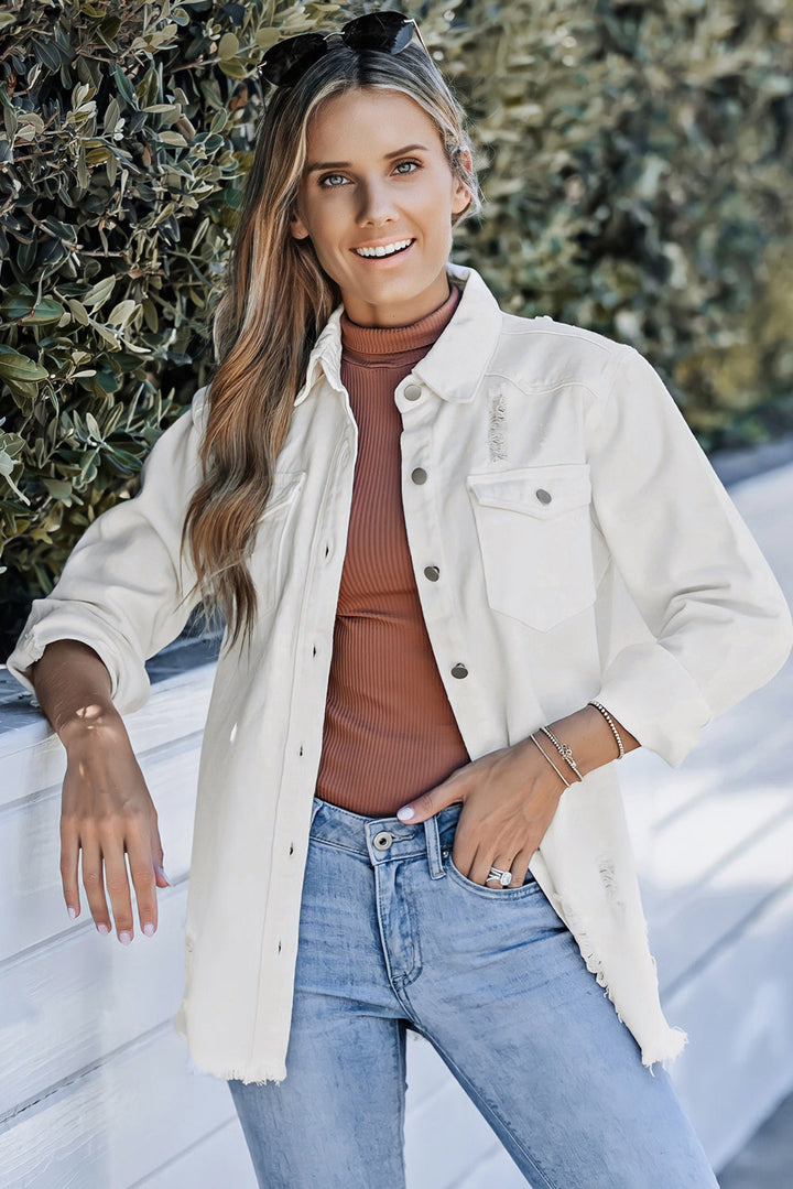 Stilla | Knapper Op Frayed Hem Denim Jakke