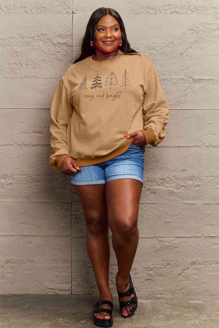 Stilla | Love Full Size Merry and Bright Graphic Sweatshirt