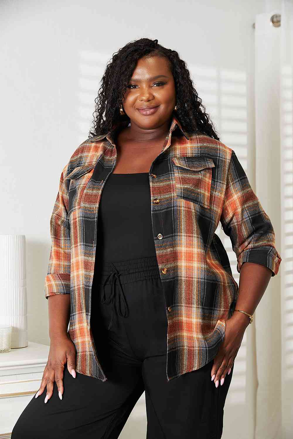 Stilla | Take Plaid Dropped Shoulder Shirt