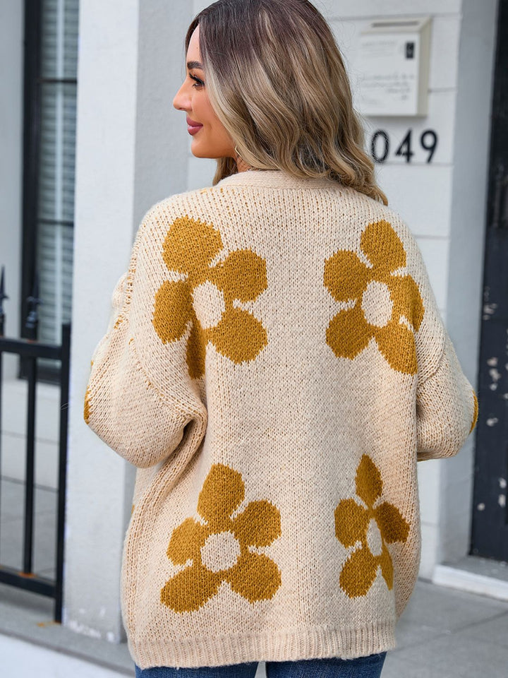Stilla | Wings Flower Åben Front Langærmet Cardigan
