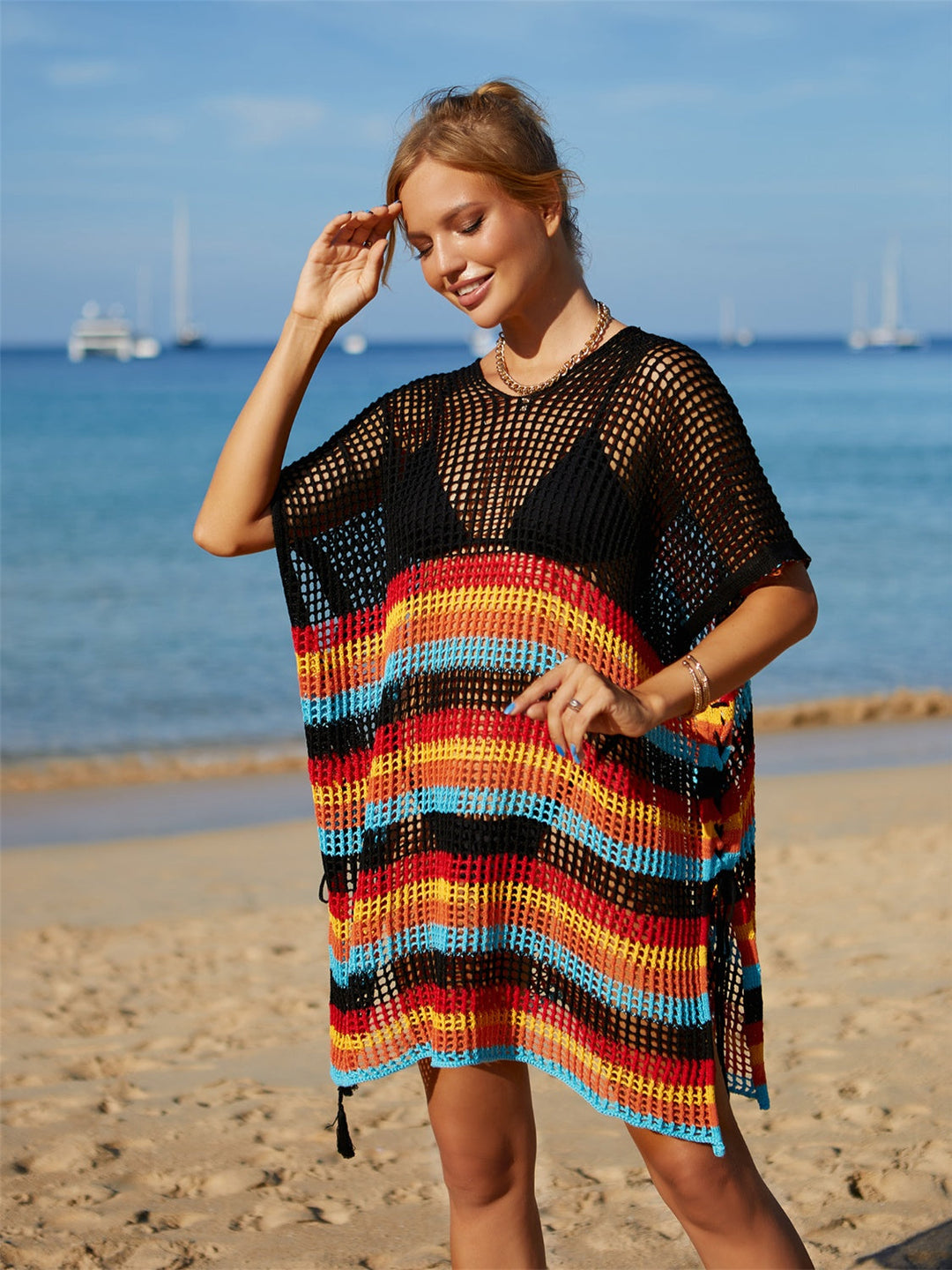 Stilla | Stribet Cover-up Med Frynser