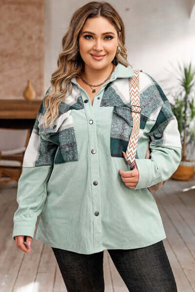 Stilla | Plus Size Karos Shacket Jakke til Damer