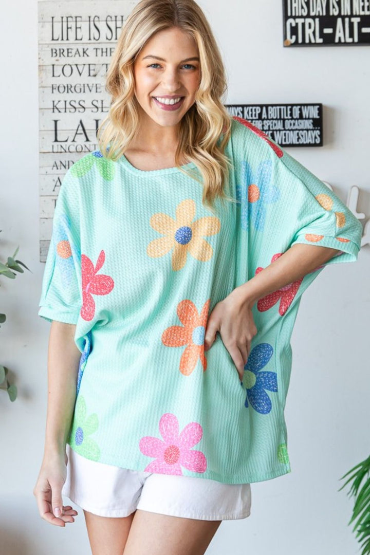 Stilla | Floral Waffle Oversize T-Shirt