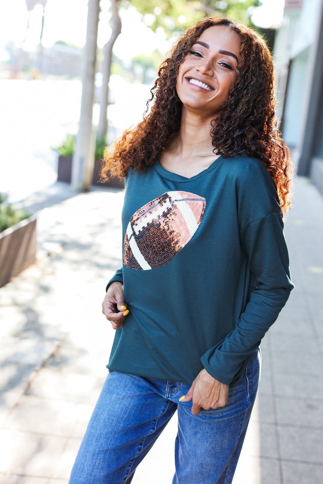 Stilla | Kampdag Top I Froté Med Grønne Pailletter Og Fodbold Patch
