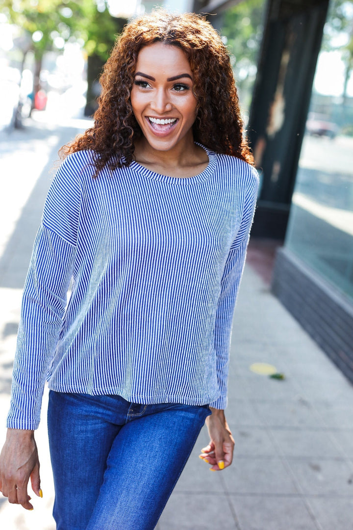 Stilla | Hej Smuk Dolman Pullover Rippet Blå