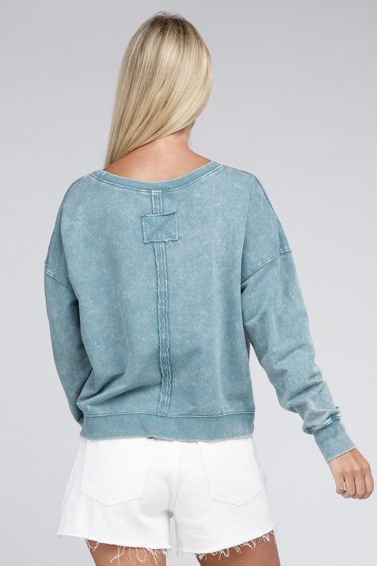 Stilla | Terry Acid Wash Båd Hals Pullover