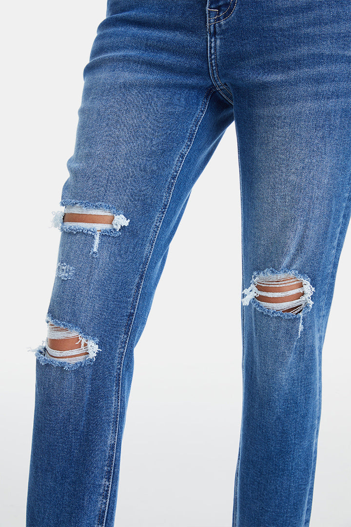 Stilla | Full Size Distressed High Waist Mom Jeans