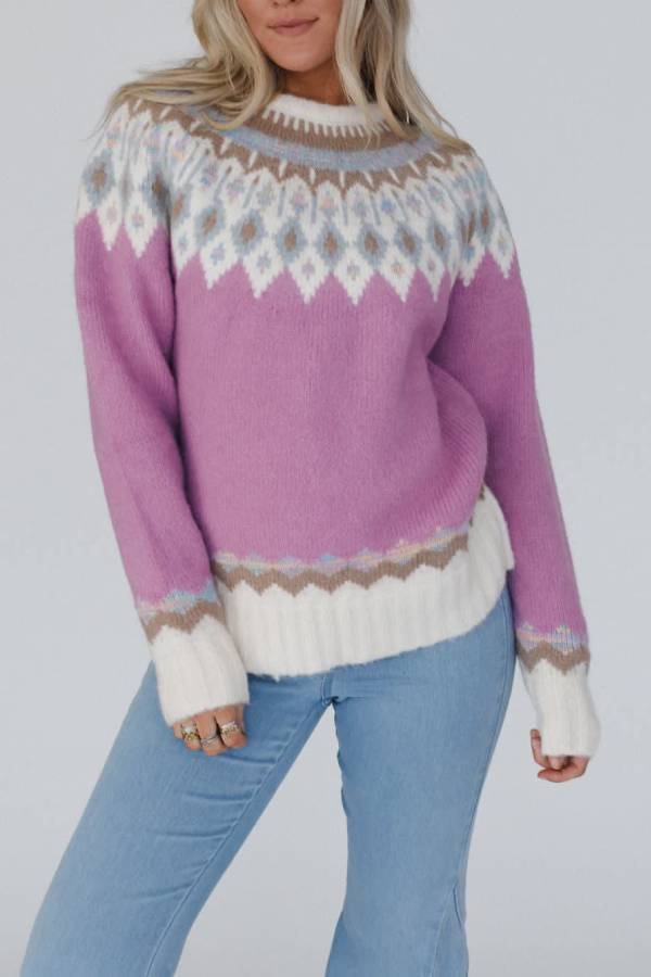 Stilla | Jul Forstærket Rund Hals Lange Ærmer Strik Pullover