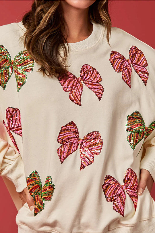 Stilla | Julebue Pailletter Løst Fritid Langærmet Sweatshirt