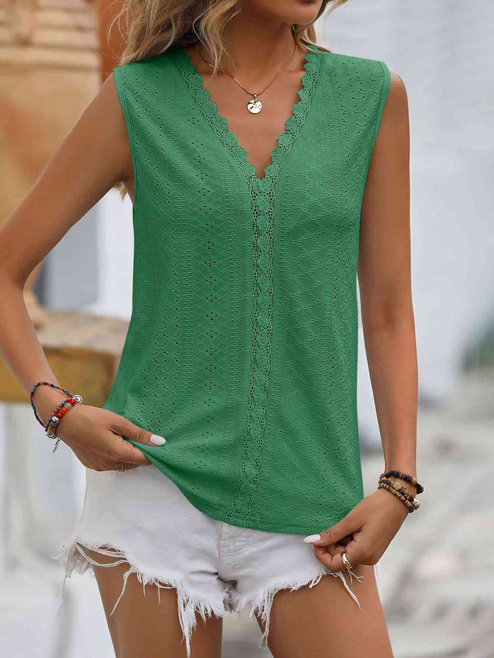 Stilla | Spliced Lace V-hals Udenærmelig Top