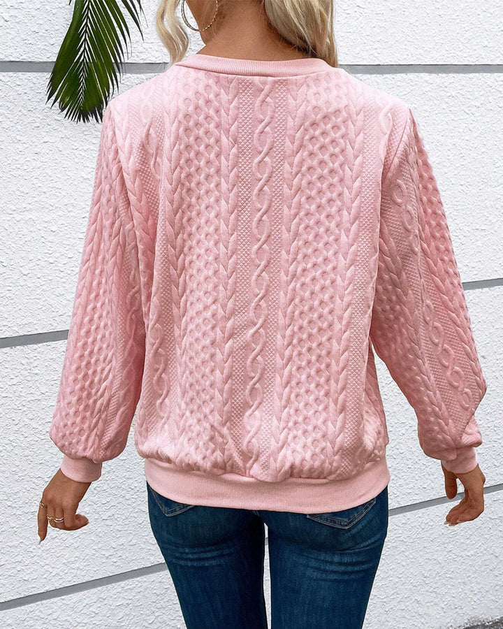 Stilla | Lækkert Ensfarvet Sweater med Lange Ærmer og Lynlås
