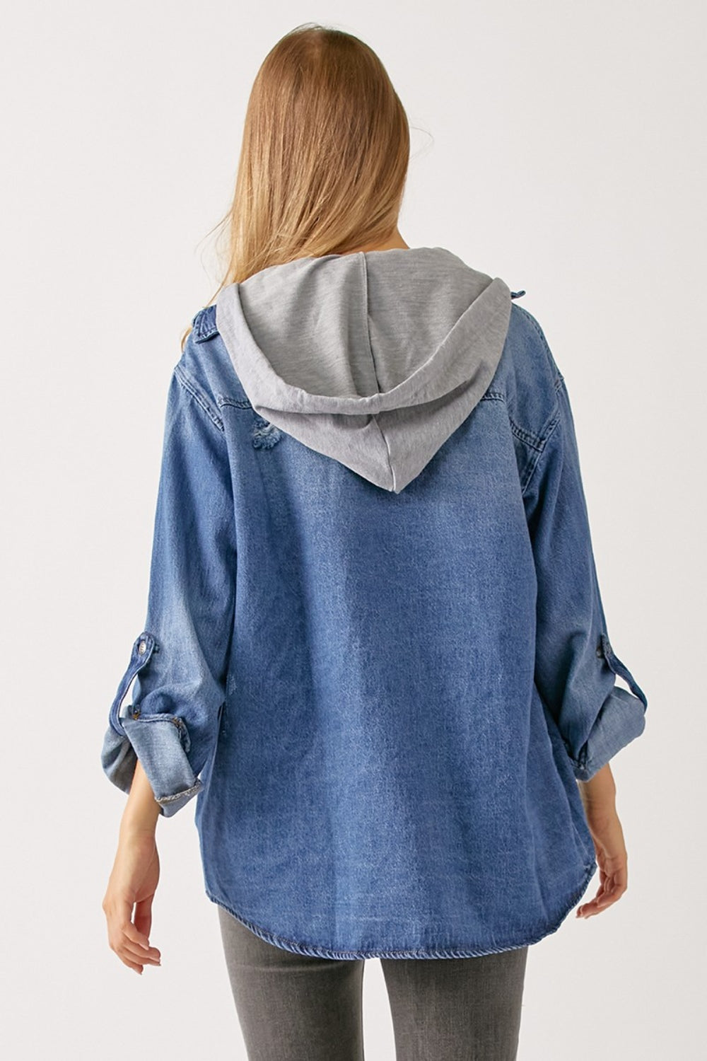 Stilla | Lynlås Hætte Denim Skjorte