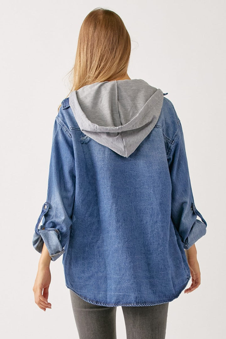 Stilla | Lynlås Hætte Denim Skjorte
