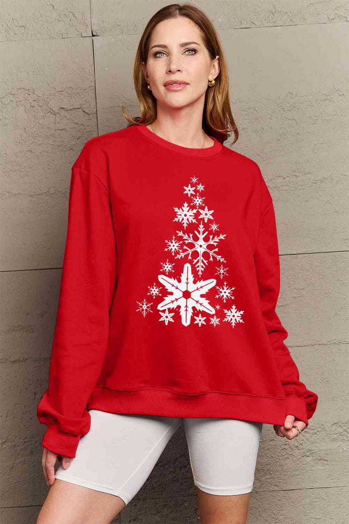 Stilla | Love Fuldt Størrelse Snefnug Juletræ Grafisk Sweatshirt