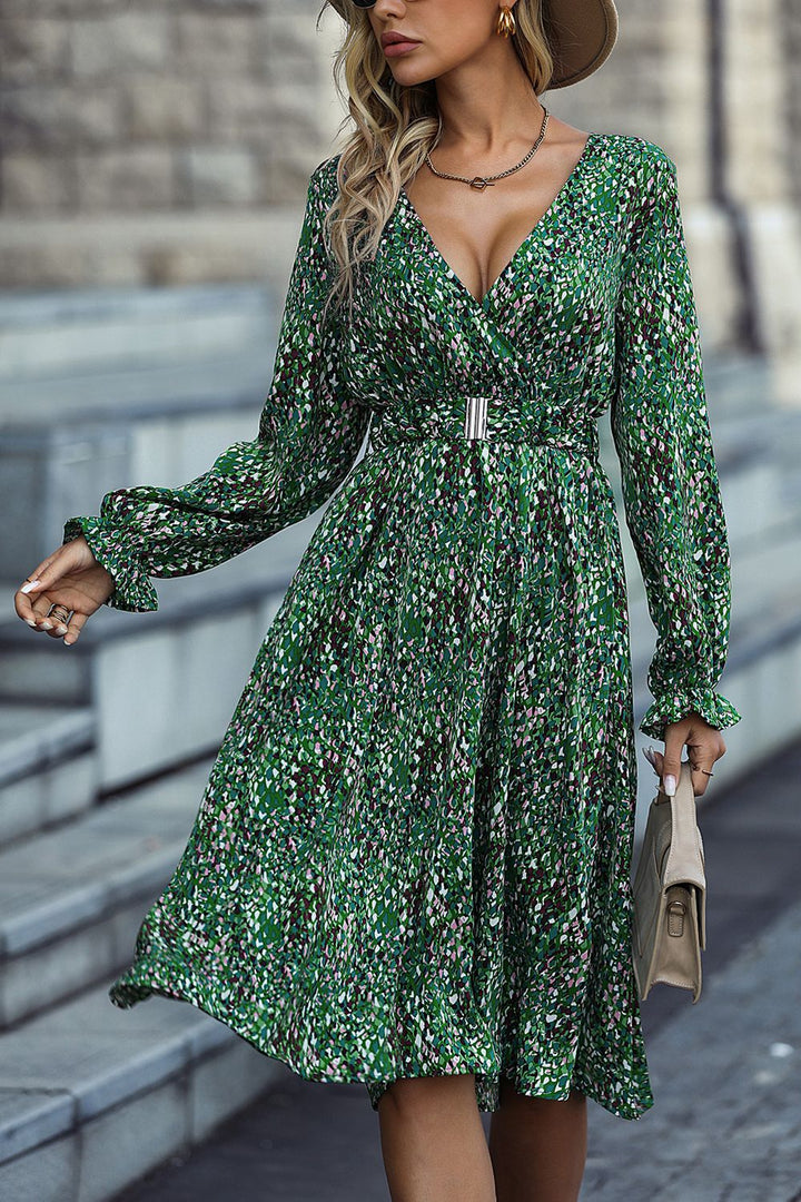 Stilla | Flounce Sleeve Surplice Neck Dress