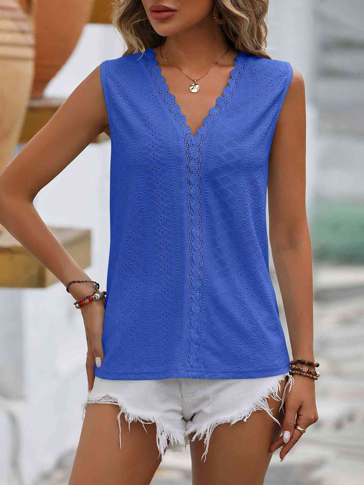 Stilla | Spliced Lace V-hals Udenærmelig Top