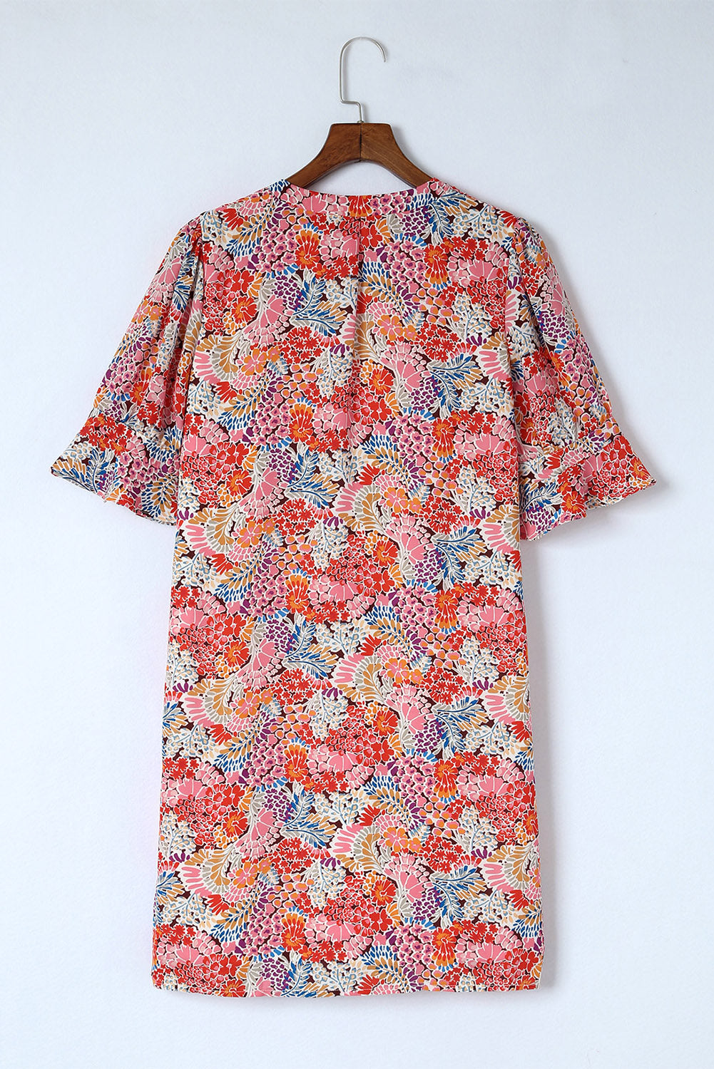 Stilla | Notched Neck Flounce Sleeve Shift Dress