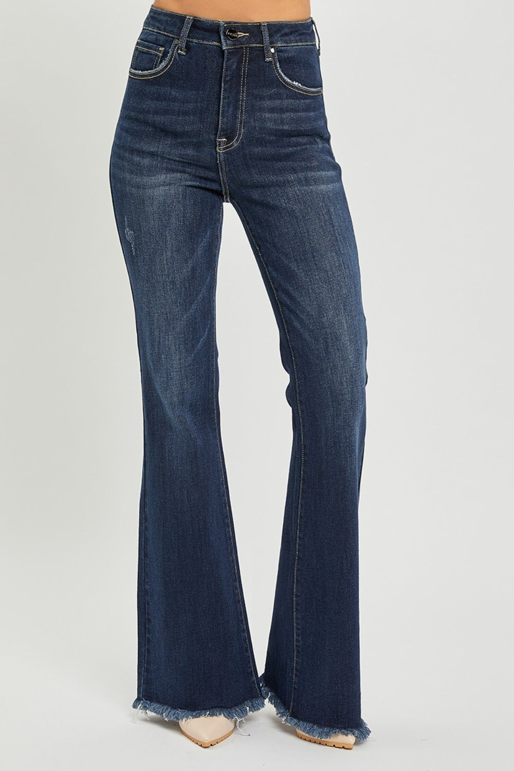 Stilla | Høj Talje Raw Hem Flare Jeans