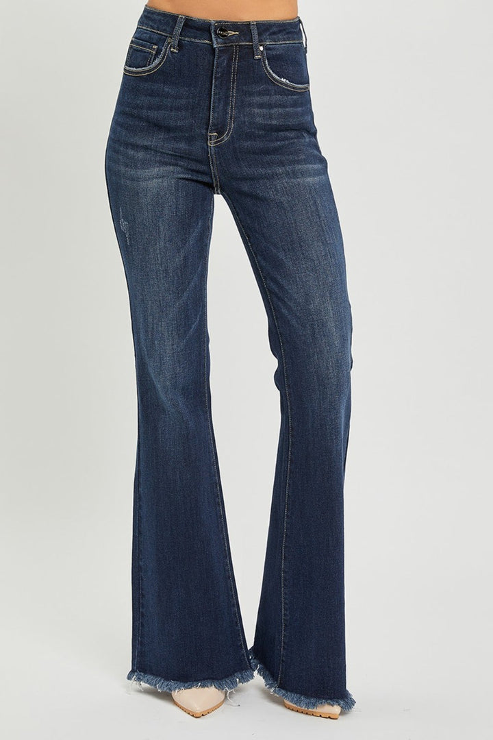 Stilla | Høj Talje Raw Hem Flare Jeans