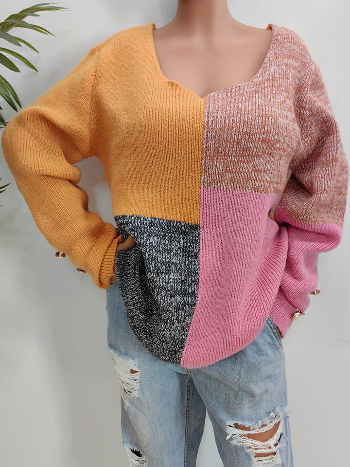 Stilla | Block Dekorativ Knap Langærmet Sweater