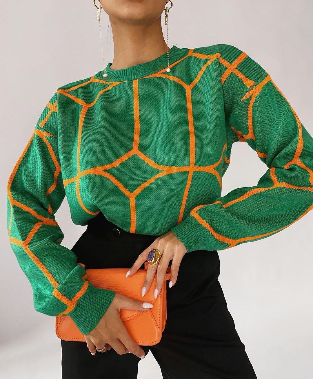 Stilla | Bluse i geometrisk farve-strik