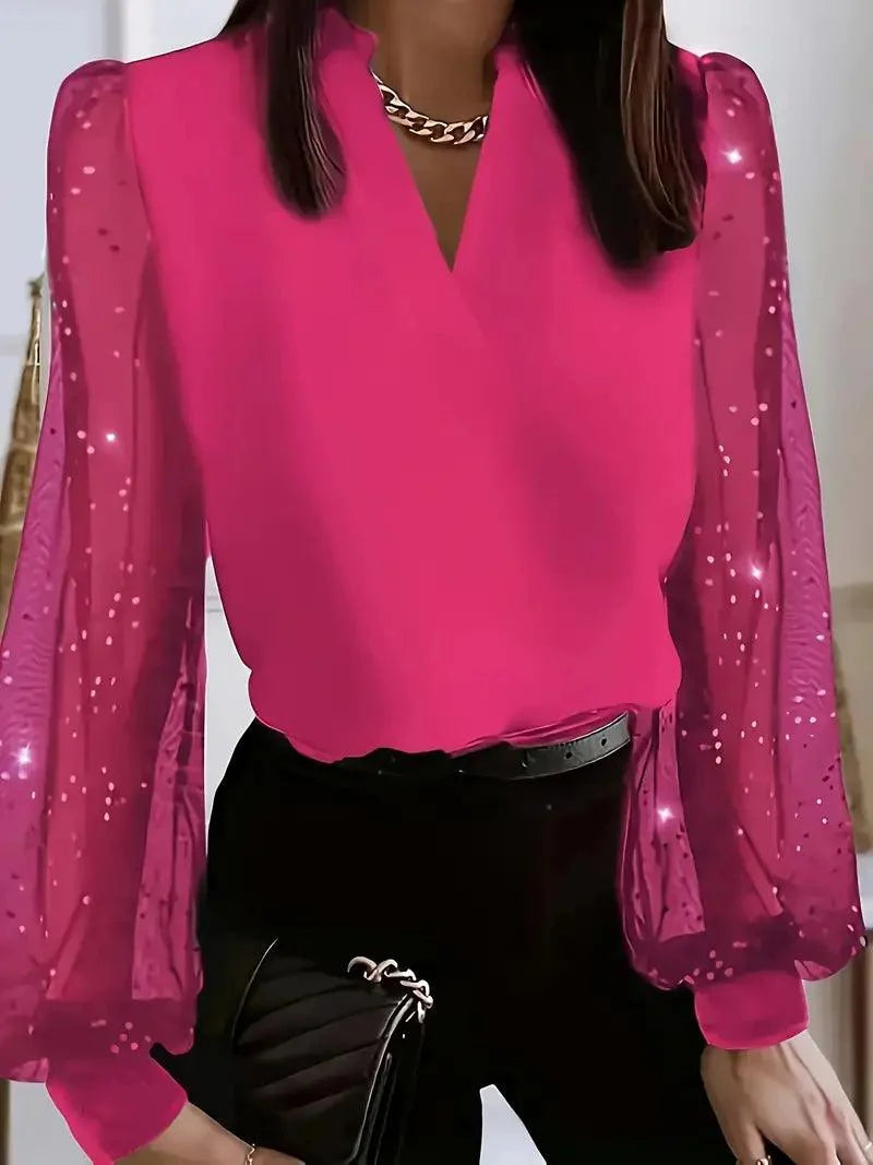 Stilla | Bluse med Mesh-Ærmer