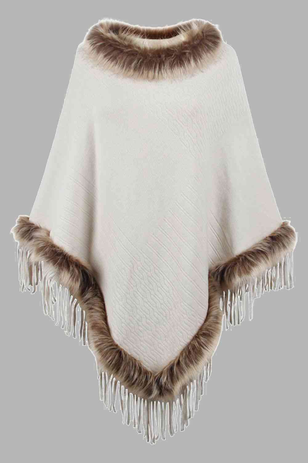 Stilla | Pelskantet Frynset Poncho