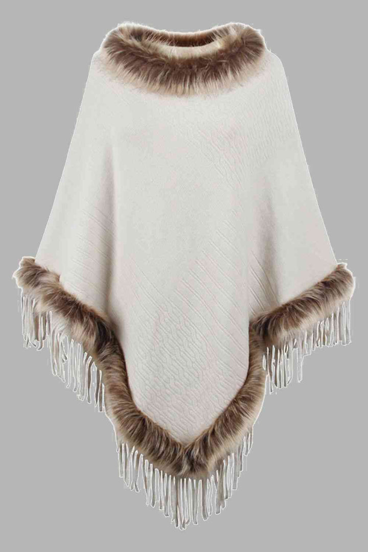 Stilla | Pelskantet Frynset Poncho