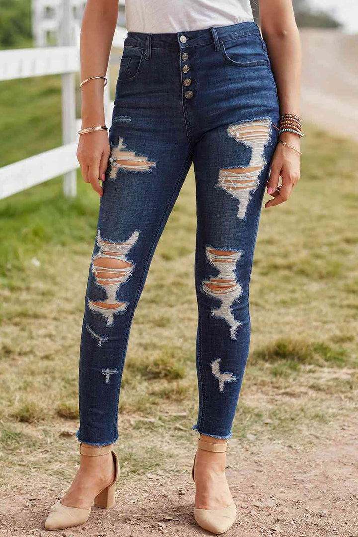 Stilla | Slidte Knaplukning Rawe Kant Jeans
