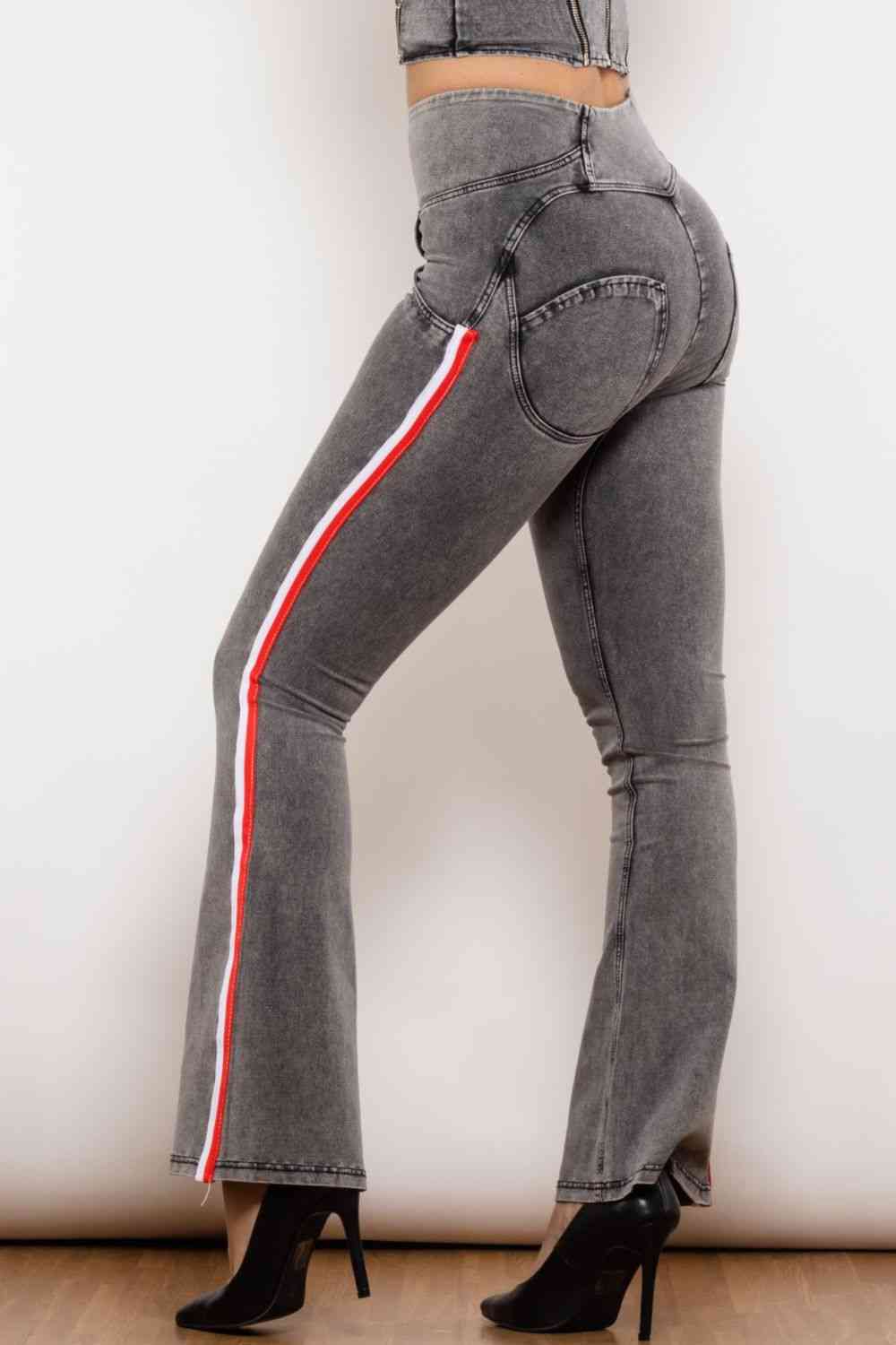 Stilla | Stribet Høj Talje Lynlås Lukning Jeans