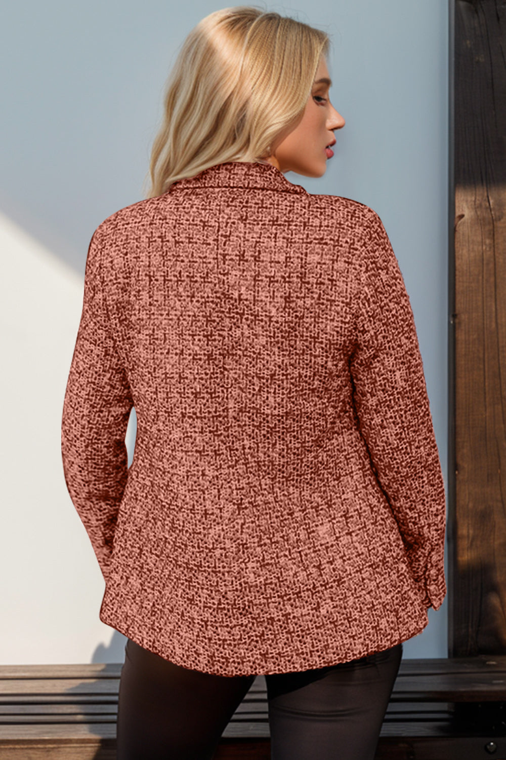 Stilla | Tag Full Size Langærmet Tweed Blazer