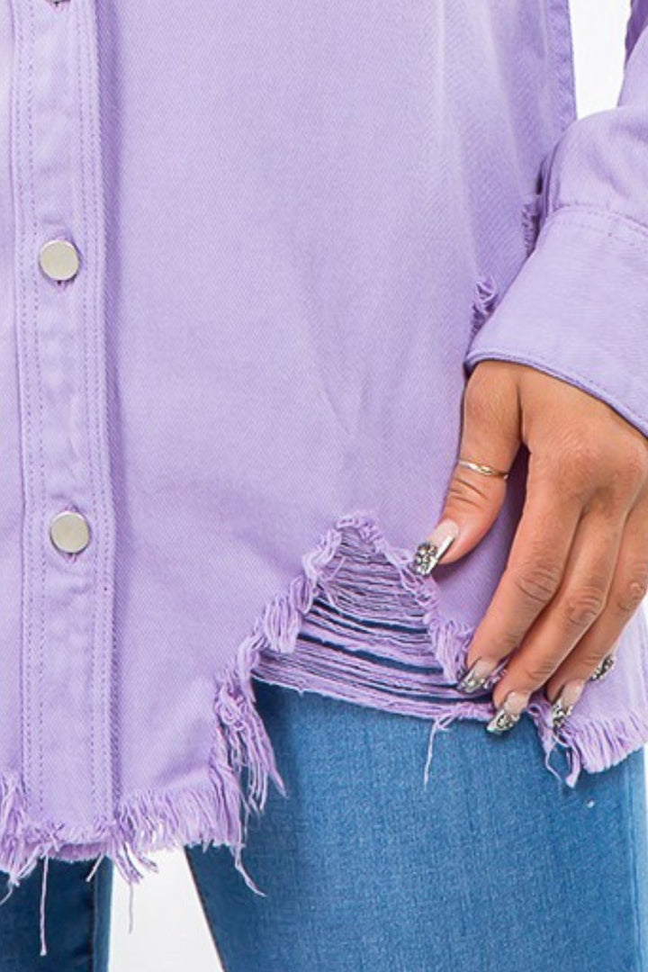 Stilla | Bazi Tattered Kant Slideret Denimjakke