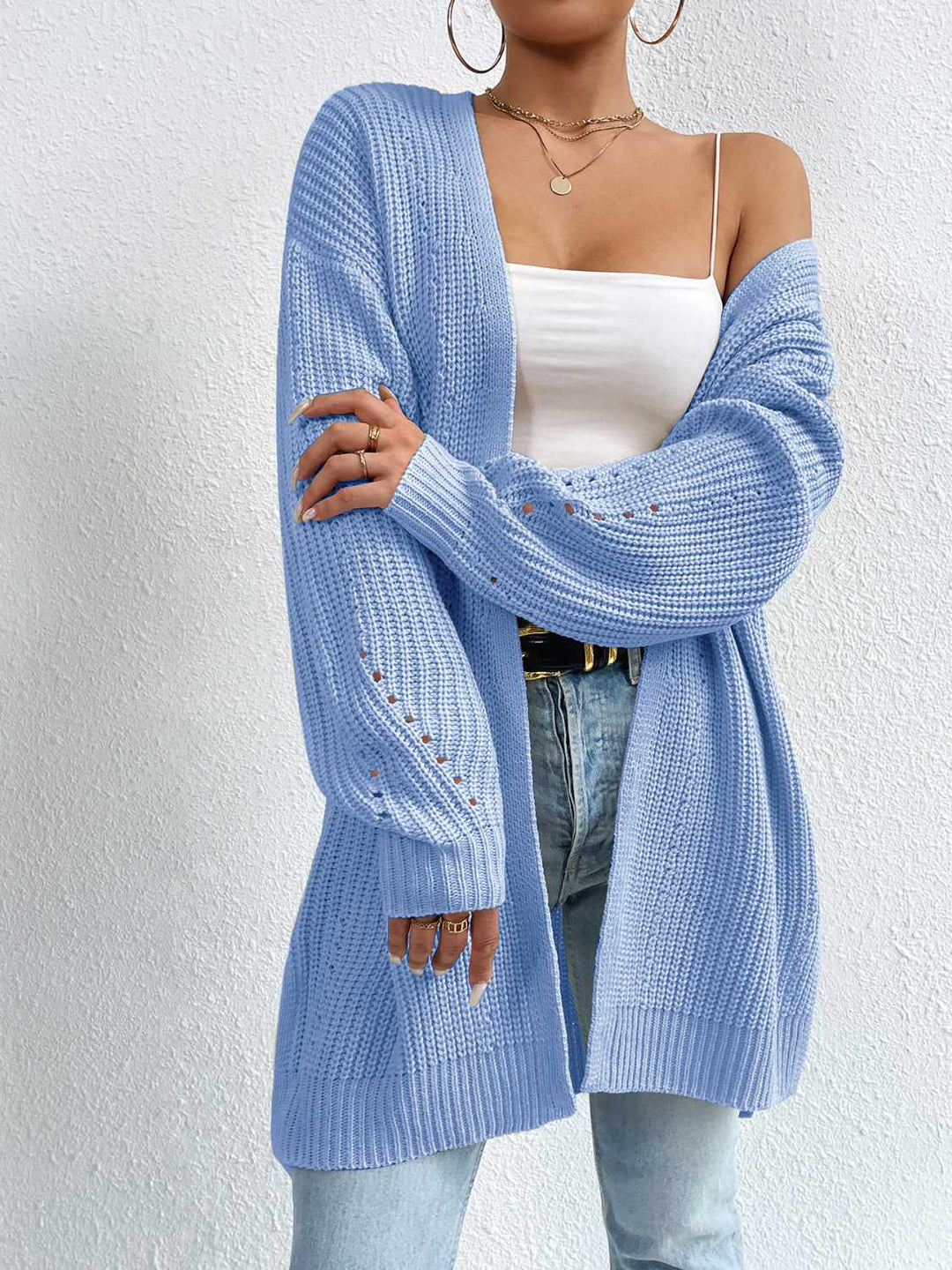 Stilla | Front Dropped Shoulder Slit Cardigan