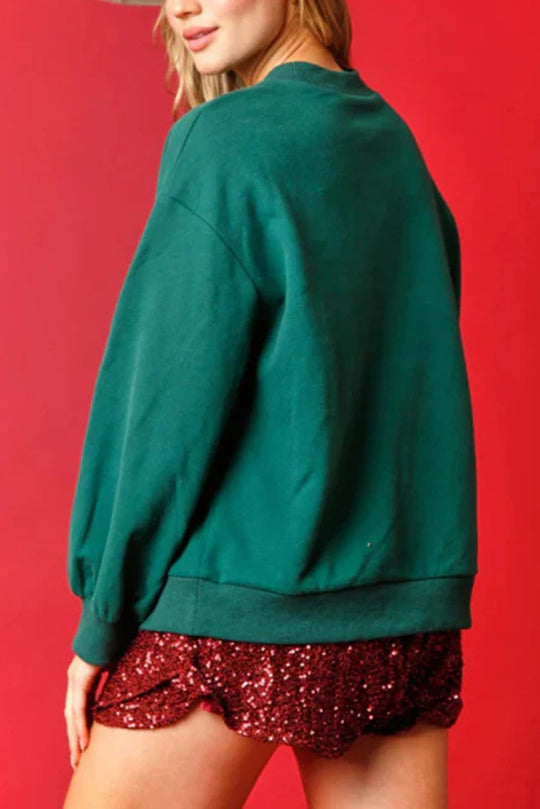 Stilla | Jule slik hus Paillet Casual Loose Sweatshirt