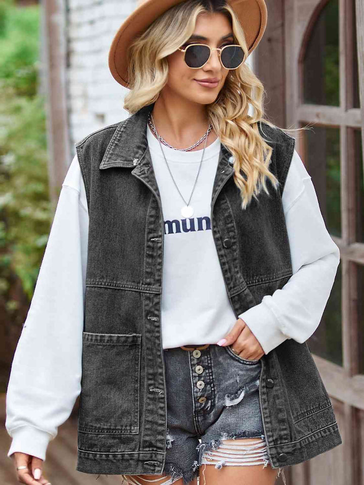 Stilla | Front Ærmeløs Denimjakke