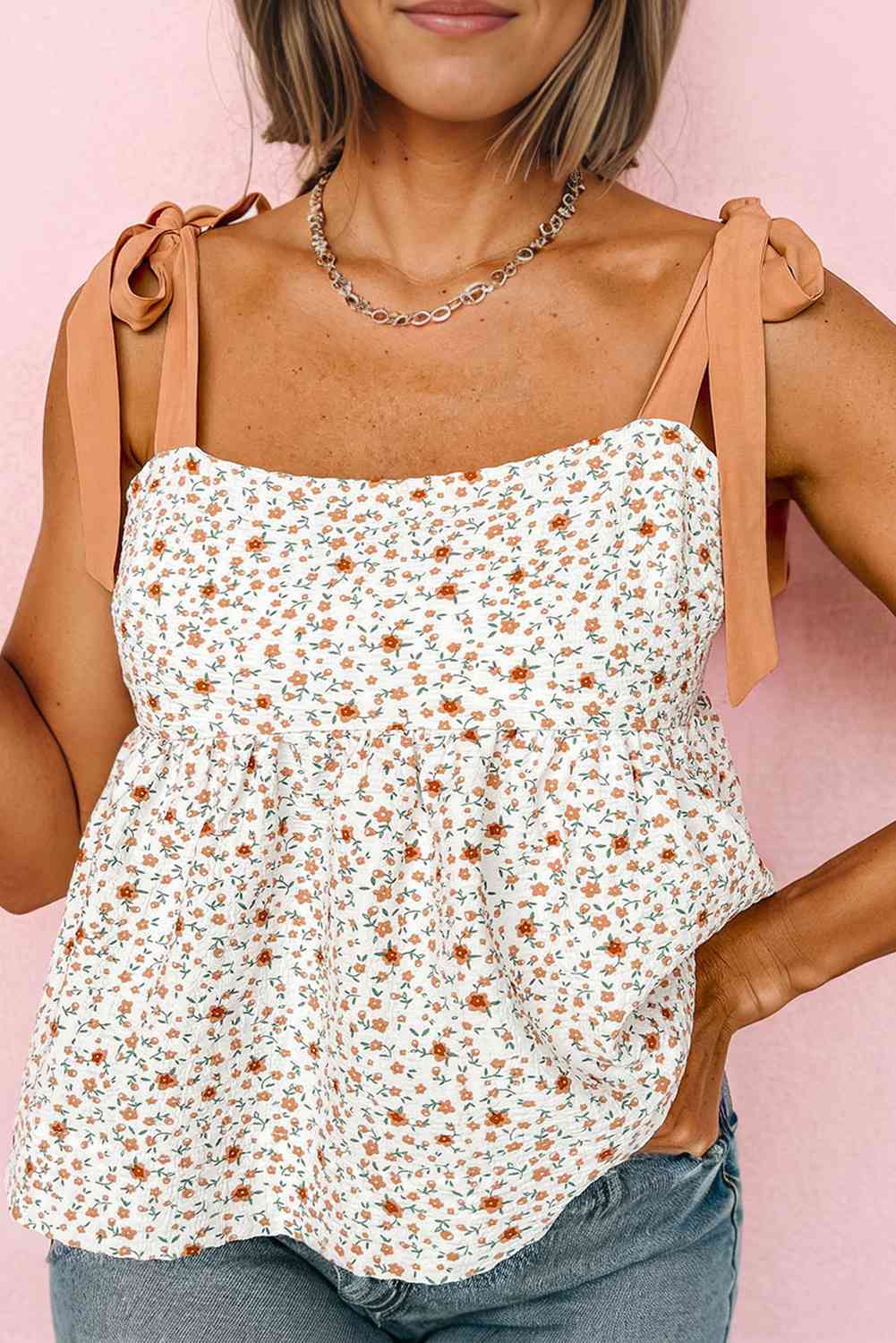 Stilla | Blomster Tie-skulder Babydoll Cami