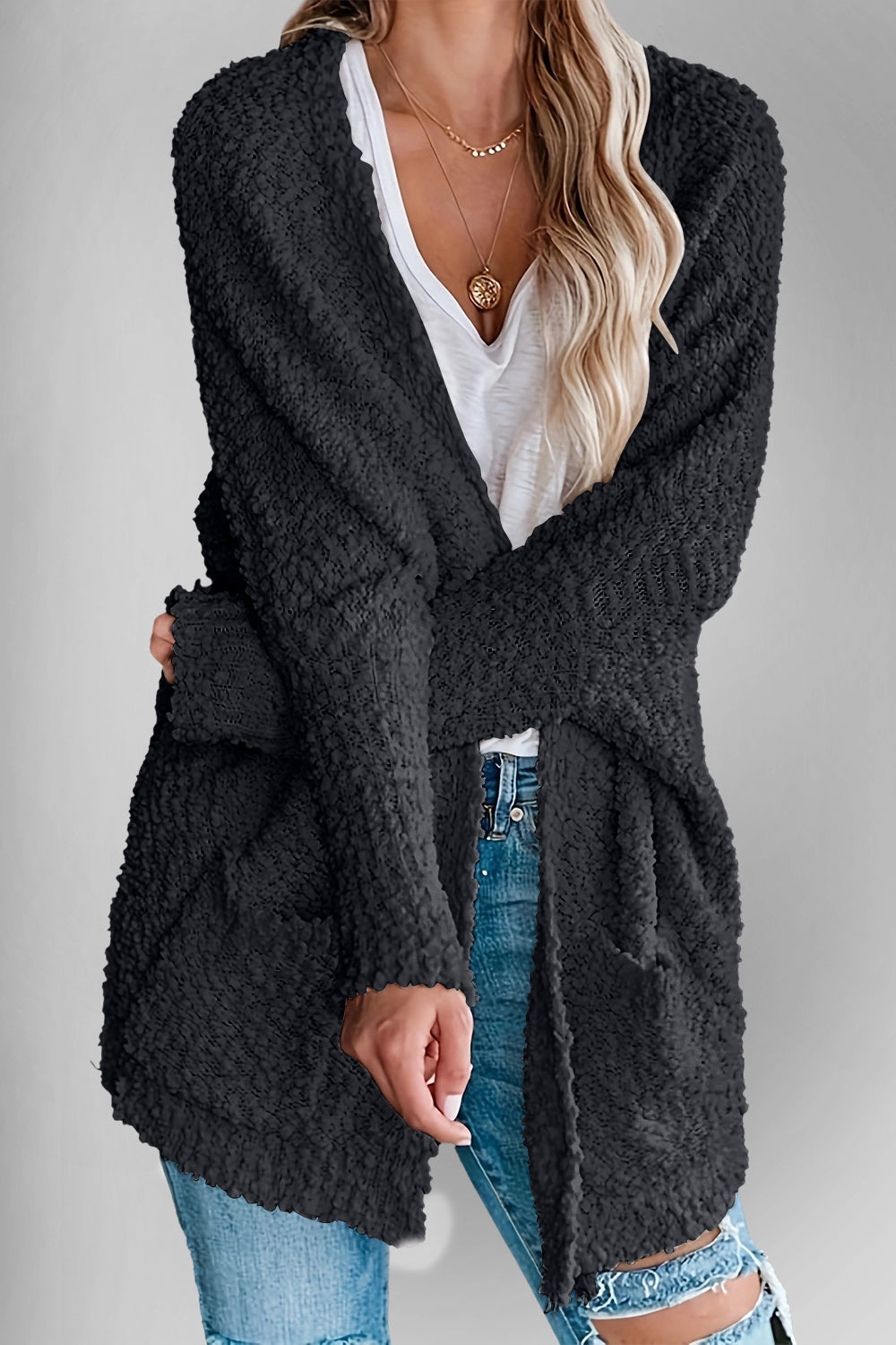 Stilla | Tag Lomme Åben Front Langærmet Cardigan